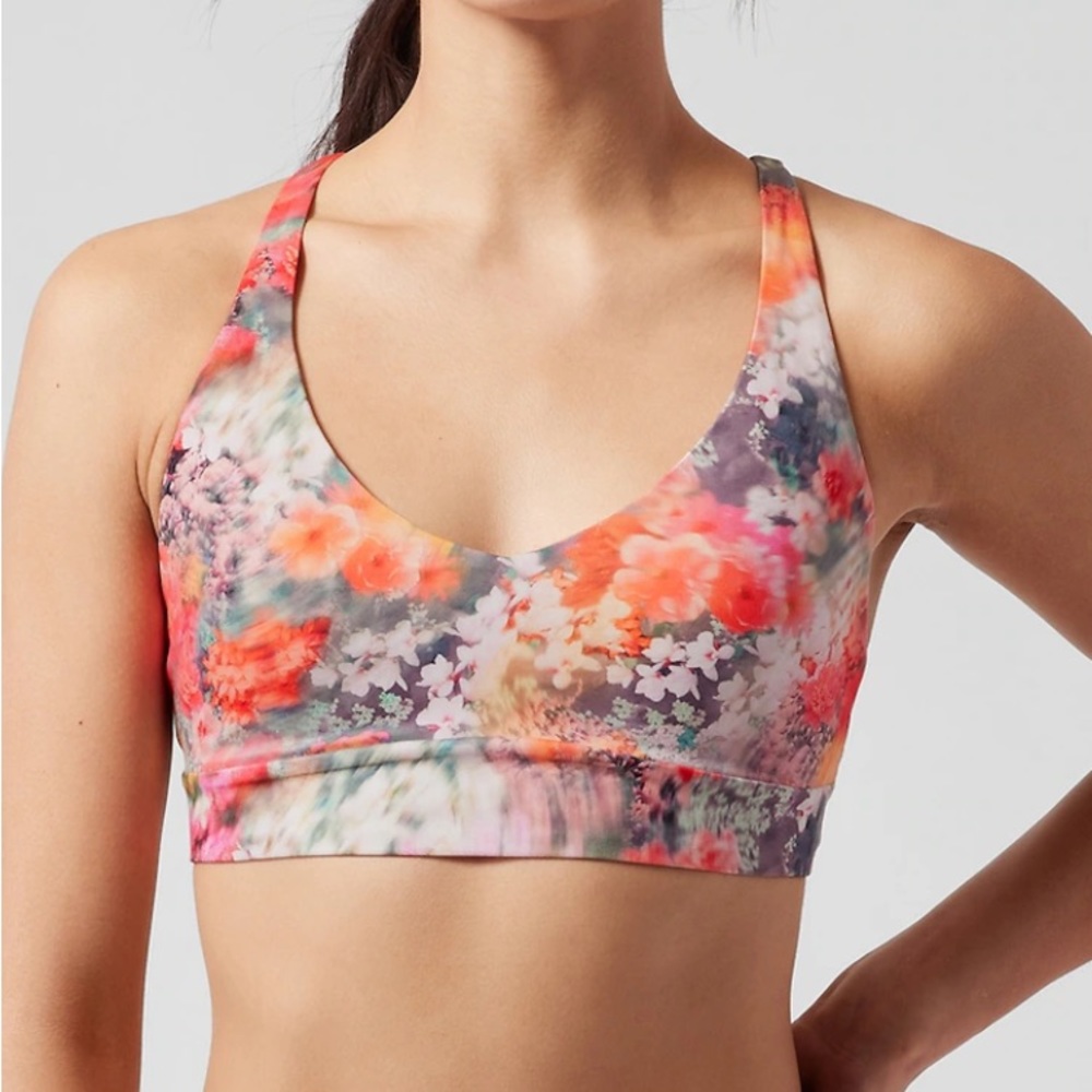 Athleta Solace Bra renewed bloom spring pink